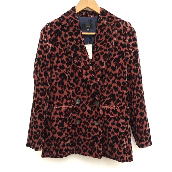 J Crew Leopard Velvet Double Breasted Blazer NEW - Picture 3 of 8